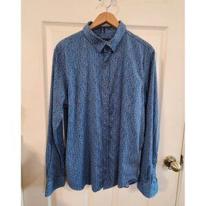 Robert Graham men's long-sleeve button-down shirt with a blue 2Xl fit pre owned